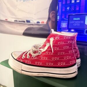 Converse Women's Red Heart Pattern Sneakers